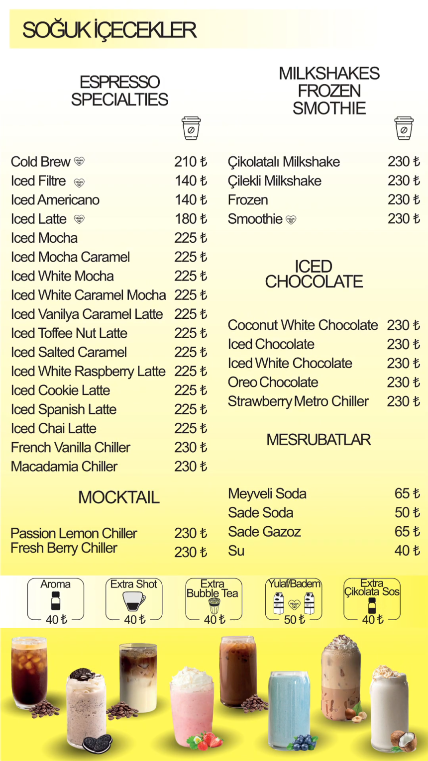 Eski Kafalı Kahveci Soğuk İçecekler Menü